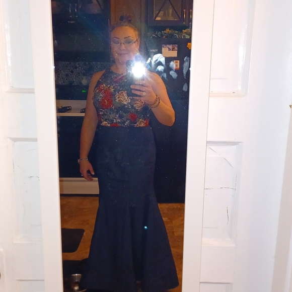 La Femme Two Piece Denim Gown - Picture 5 of 6